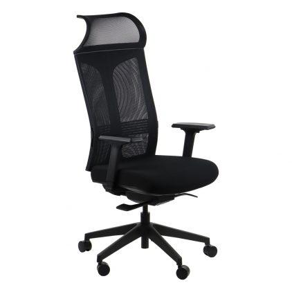 Juodos spalvos biuro kėdė su svorio savireguliacijos funkcija