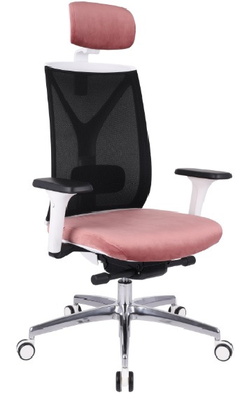 Ergonominė biuro kėdė su reguliuojamu atlošu rausvos spalvos