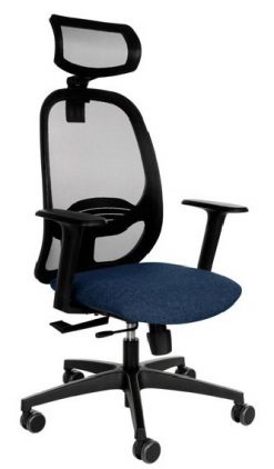 Tamsiai mėlyna ergonominė biuro kėdė su reguliuojama juosmens atrama